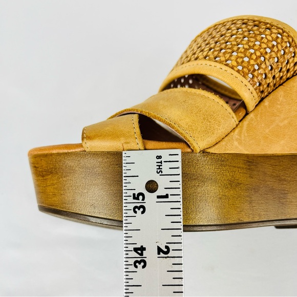 Musse & Cloud Woven Suede Leather Wedge Mule Camel Tan Brown Size 36 US 5.5-6 - Picture 11 of 16